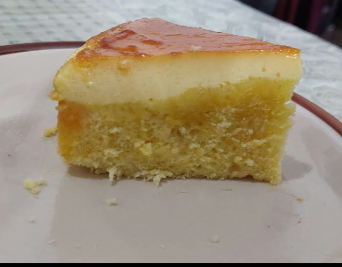 Home-baked caramel flan cake